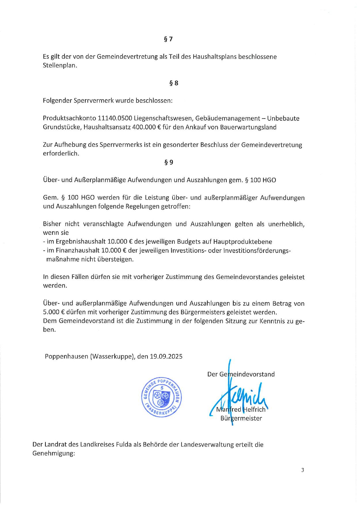 3.Bekanntmachung Haushaltssatzung 2025